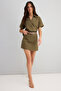 Khaki Cotton Gabardine Mini Godeli Flared Skirt Twoss25Et00192