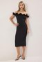 Black Bodycon Carmen Collar Ruffle Woven Midi Dress Tprss25El00298