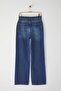 Koyu Mavi Yüksek Bel Wide Leg Geniş Paça %100 Pamuk Non-Stretch Jeans TWOSS25JE00276 - 6