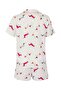 Beyaz-Çok Renkli Köpekli Biyeli Çanta Hediyeli Viskon Şortlu Dokuma Pijama Takımı THMSS25PT00308 - 9