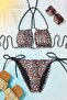 Leopar Desenli Cut Out Detaylı Straplez Kaplı Regular Normal Bel Bikini Takımı TBESS25BT00022