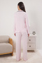 Pembe %100 Pamuklu Biye ve Cep Detaylı Baskılı Örme Pijama Takımı THMAW22PT0785 - 4