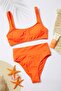 Pomegranate Flower Bralet High Waist High Leg Regular Bikini Set TBESS22BT0010 - 6