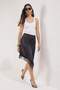 Black Plain Midi Woven Satin Party Skirt Tprss25Et00010 - 2
