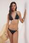 Siyah Kuşgözü Detaylı Üçgen Kaplı Regular Normal Bel Bikini Takımı TBESS25BT00045