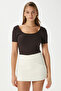Women Favor Lux Touch Soft Texture U-Neck Coffee Blouse