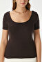 Women Favor Lux Touch Soft Texture U-Neck Coffee Blouse - 7