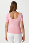 Women Favor Lux Touch Soft Texture U-Neck Pink Blouse - 6