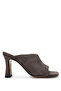 Women's Genuine Leather Taupe Suede Heeled Slippers