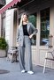 Women's Silky Textured Modal High Waist Side Pockets Elastic Back Wide Leg Loose Palazzo Trousers-Antra