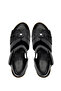 Women's Genuine Leather Black Leather Heeled Sandals - 6