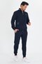 Men's Cotton Stand Collar Tracksuit Set Navy Blue 5749-L - 2