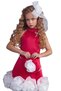 Girl's Stand-Up Collar Pearl Detail Zero Sleeve Skirt 3D Rose Embroidered Slim Cut Fuchsia Dress - 6