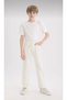 White Color Adjustable Waist Boy's Trousers - 3
