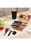 Kitchen knife set with black base