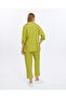 Women's Oil Green Linen Shirt Pants Top and Bottom Set - 8