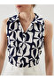 Lcwaikiki classic navy blue shirt collar patterned blouse - 3