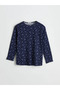 Lcw Grace Navy Blue Crew Neck Floral Women's Blouse - 3