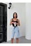 Women's Striped Combed Cotton Women's Shorts - 6