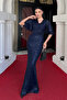 Sequin Sequin Fabric V-Neck Evening Dress - Dark Blue