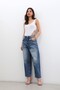 Women's High Waist Skater Fit Jean Pants Blue Oversize Wide Leg - 5