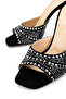 Women's Genuine Leather Black Suede Heeled Slippers - 4