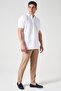 Men's Beige Waist Half Elastic Single Pleat Double Leg Diamond Fabric Trousers - 2