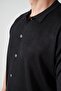 Men's Black Short Sleeve Cotton Knitwear Shirt - 4