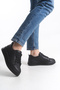 Quilelle Black Women's Lace-Up High-Sole Sneaker Sports Shoes - 2
