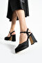 Stylish and Comfortable Evening Dress Shoes - Black Satin - 11 cm Thick Heeled Shoes - 6