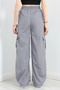 Women's Oversize Parachute Fabric Cargo Pocket, Leg Clip, Baggy Trousers - 5