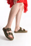 Pelivessa Khaki Daily Stylish Double Buckle Orthopedic Comfortable Straw Ergonomic Non-Slip Sole Slippers - 4