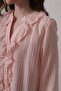Shilsee Women's Candy Pink Ruffle Detail Transparent Inner Bluzlu Shirt - 3