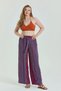 Women's Plus Size Trousers with Elastic Waist Belt Detail - 2