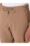Brown Slim Fit Linen Blend Canvas Pants with Elastic Waist 50308076-Vr197 - 5