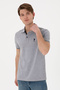 Men's Slim Fit Polo Neck Gray Melange Basic T-Shirt 50305980-Vr086 - 2