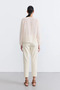 V-Neck Self-Patterned Blouse - Ecru - 6