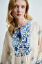 Blue Floral Printed Relaxed Cut Viscose Blouse - 2