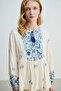Blue Floral Printed Relaxed Cut Viscose Blouse - 3