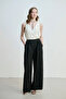 Slit Wide Leg Trousers - Black - 2