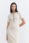 Polo Neck Buttoned Knitwear Dress - Ecru - 2