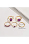 Clair - Gold Gold Color Crystal Navy Blue Stone Stylish Modern Bohemian 5-Piece Ring Set - February 14Th Gift - 3