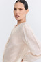 V-Neck Self-Patterned Blouse - Ecru - 4