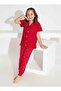 Mother Daughter Combination Short Sleeve Shirt Long Bottom Milan Fabric Medium Thick Pajama Set-2922 - 6