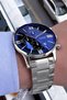 Original Special Boxed Cutting Glass Men's Wristwatch Silver Color Steel Band Hme2065C3 - 3