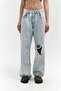 Unique Ice Blue Ripped Detail Jean Pants - 4