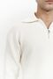 Oberon Polo Neck Half Zipper Ecru Men's Knitwear Sweater - 5