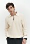 Vander Button Detail Ecru Men's Knitwear Sweater