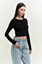 Mita Back Low-cut Black Blouse - 3