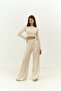 Jany Long Sleeve Beige Crop Pants Set